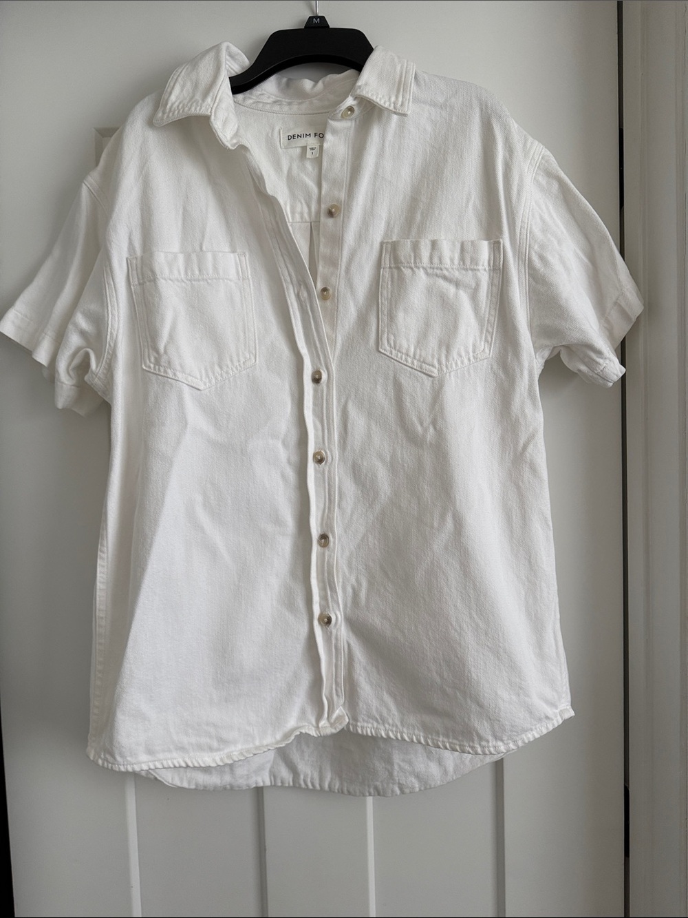 Aritzia denim form button down denim white shirt